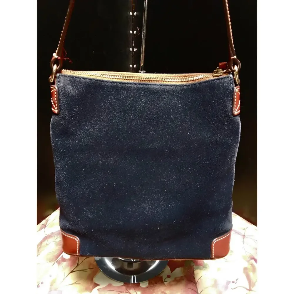 Dooney & Bourke Navy Blue Suede Crossbody Leather Trim